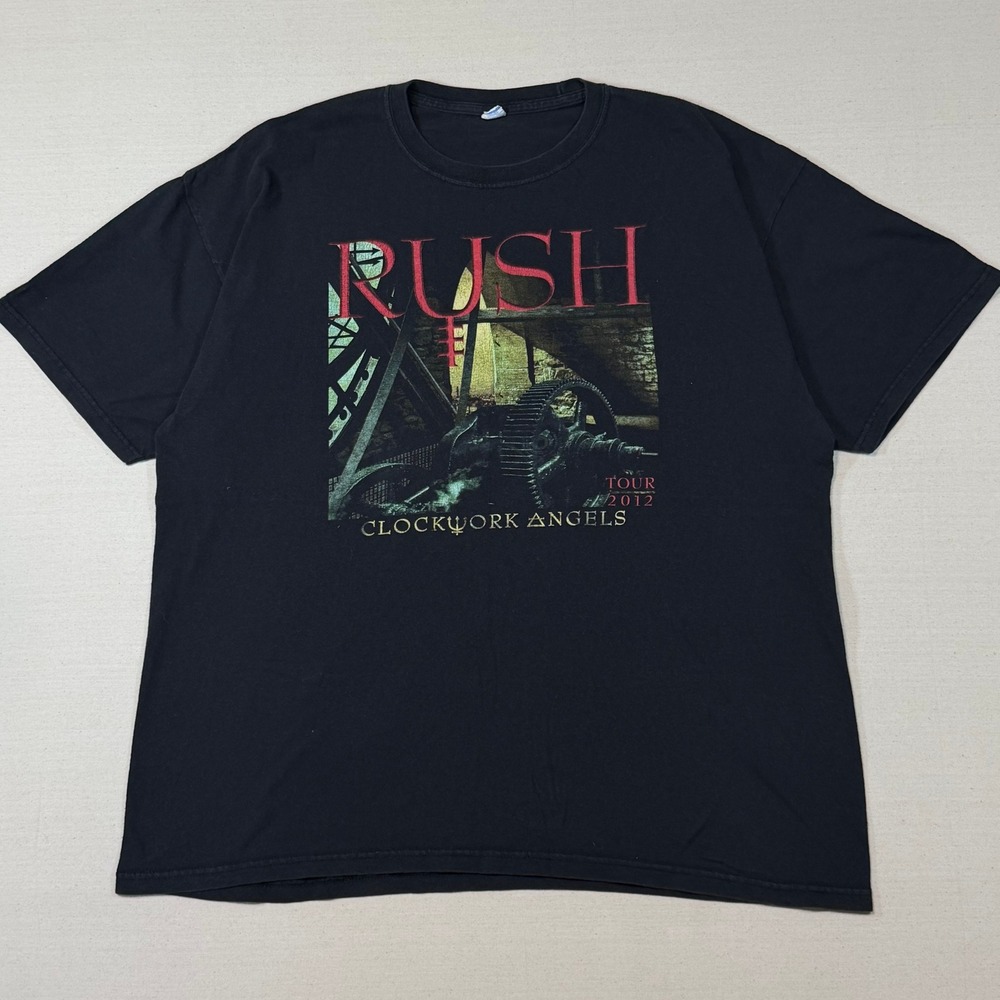 Rush Clockwork Angels Tour 2012 T-Shirt Mens XL Black Band Tee M&O Knits Cotton